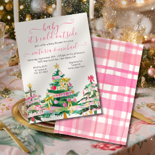 Preppy Christmas Tree Baby Shower Invitation