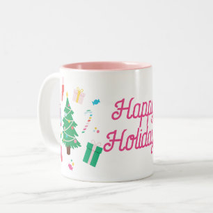 Preppy Christmas Tree Holiday Two-Tone Coffee Mug