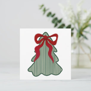 Preppy Christmas Tree Red Bow Hand Drawn Coquette  Holiday Card