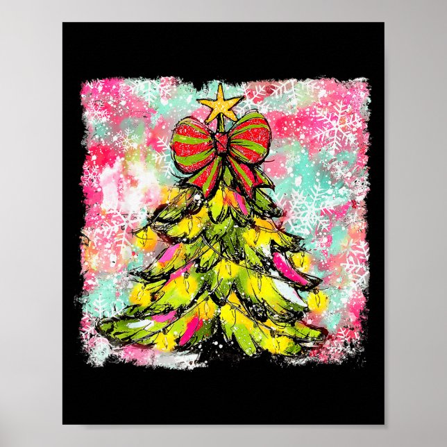 Preppy Christmas Tree Sungles Coquette Xmas Girly  Poster (Front)