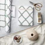 Preppy Christmas Trellis  Wrapping Paper<br><div class="desc">This fun preppy design features a green Christmas diamond garden trellis with red berries.</div>