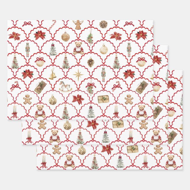 Preppy Christmas Wrapping Paper Sheet (Set)