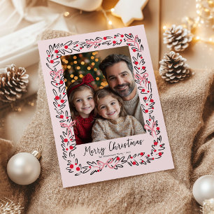 Preppy Christmas Wreath & Bows Photo Card