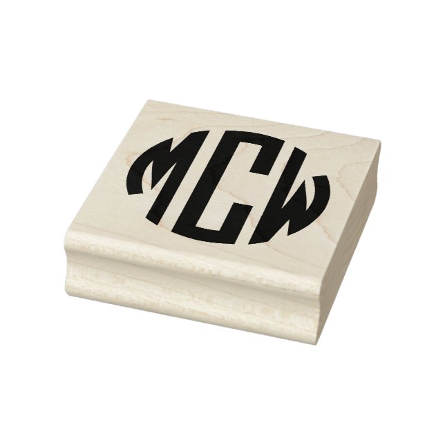 Preppy Circle Monogram 3 Initial 1X Framed Rubber Stamp (Stamp)