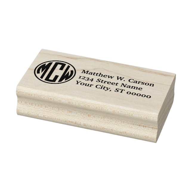 Preppy Circle Monogram 3 Initial Return Address Rubber Stamp (Stamp)