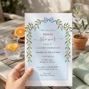 Preppy Citrus Arch frame winter Bridal shower Invitation