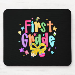 Preppy Ck To School 1st Grade Coquette Bow Girls K Mouse Mat