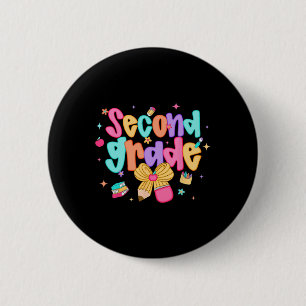 Preppy Ck To School 2nd Grade Coquette Bow Girls K 6 Cm Round Badge