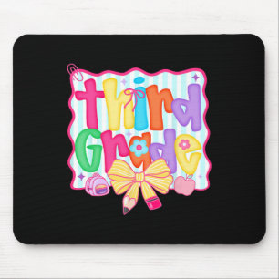 Preppy Ck To School 3rd Grade Coquette Bow Girls K Mouse Mat