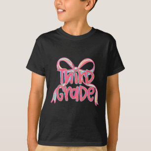 Preppy Ck To School 3rd Grade Pink Coquette Bow Gi T-Shirt