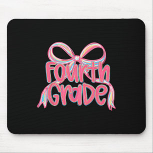 Preppy Ck To School 4th Grade Pink Coquette Bow Gi Mouse Mat