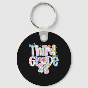Preppy Ck To School Floral 3rd Grade Coquette Girl Key Ring