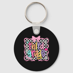 Preppy Ck To School Pink Coquette Floral Cute Thir Key Ring