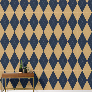 Preppy Classic Argyle Navy & Khaki Wallpaper
