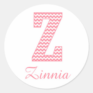 Preppy Classic Pink Chevon Letter Z Monogram Round Sticker