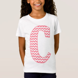 Preppy Classic Pink Chevron Letter C Monogram T-Shirt