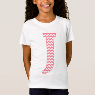 Preppy Classic Pink Chevron Letter J Monogram T-Shirt