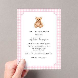 Preppy Classic Teddy Bear Baby Shower Acrylic Inv Invitations