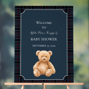 Preppy Classic Teddy Bear Baby Shower Acrylic Sign
