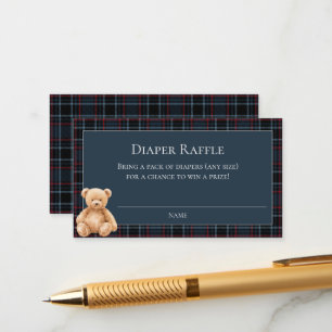 Preppy Classic Teddy Bear Baby Shower Enclosure Card
