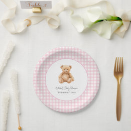 Preppy Classic Teddy Bear Baby Shower Paper Plate