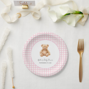 Preppy Classic Teddy Bear Baby Shower Paper Plate