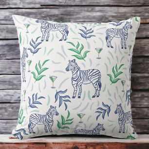 Preppy Classic Zebras and Martinis White  Cushion