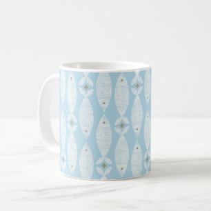 Preppy coastal blue fish coffee mug