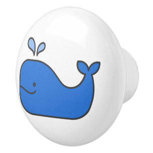 Preppy Coastal Blue Whale Ceramic Knob