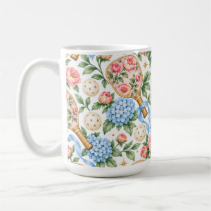 Preppy Coastal Chic Pickleball Blue & Blush Pink Coffee Mug