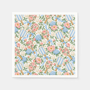 Preppy Coastal Chic Pickleball Blue & Blush Pink Napkin