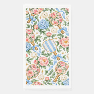 Preppy Coastal Chic Pickleball Blue & Blush Pink Napkin