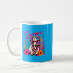 Preppy Coastal Goat Summer Striped Retro Graphic Coffee Mug