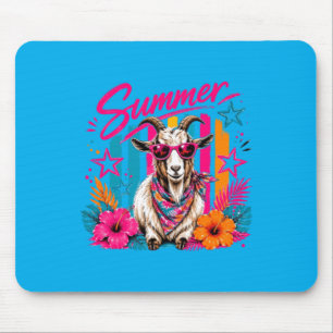 Preppy Coastal Goat Summer Striped Retro Graphic Mouse Mat