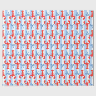 Preppy Coastal Lobster and Bows  Wrapping Paper