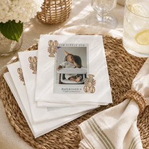 Preppy Coastal Lobster First Birthday Napkin