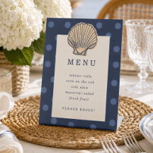 Preppy Coastal Shell First Birthday Menu Sign