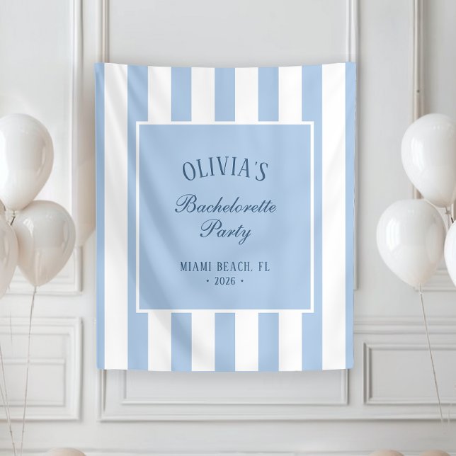 Preppy Coastal Stripe Bachelorette Party Backdrop/ Tapestry (Creator Uploaded)