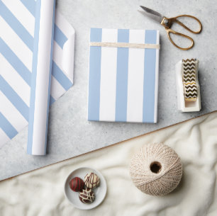 Preppy Coastal Stripes Blue & White Wrapping Paper