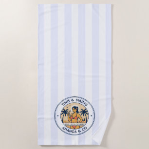 Preppy Coastal Tinis & Bikinis Personalised Beach Towel