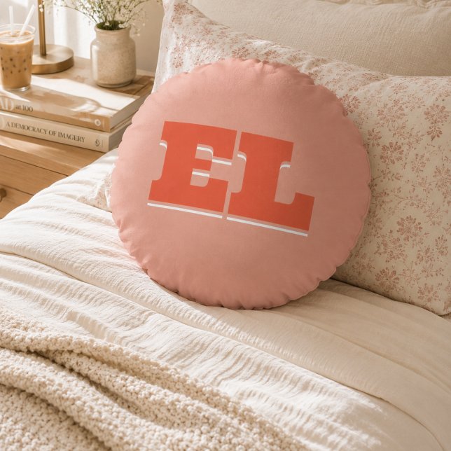 Preppy Collegiate Monogram Round Cushion (Preppy Collegiate Monogram Round Pillow)