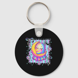 Preppy Colourful Coquette Bow Ghost Boo Girl Spook Key Ring