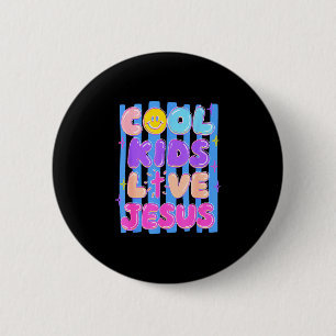 Preppy cool kids love jesus stripes christian 6 cm round badge
