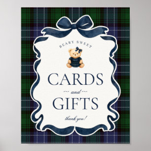 Preppy Coquette Bow Bear Plaid Cards & Gifts Poster
