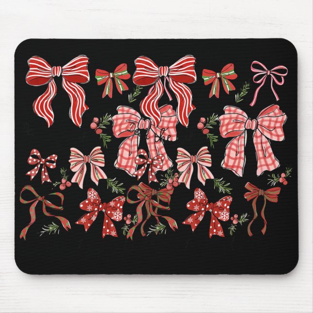 Preppy Coquette Bow Deck The Halls With Bows And H Mouse Mat (Front)