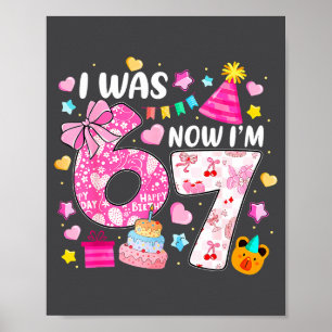 Preppy Coquette Bow I Was 6 Now I'm 7 7th Birthday Poster