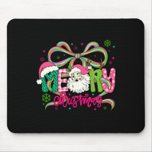 Preppy Coquette Bow Merry Christmas Santa Xmas Fam Mouse Mat