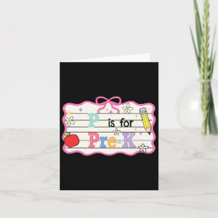 Preppy Coquette Bow P Is For Pre-k Teacher Back To Card