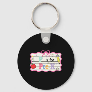 Preppy Coquette Bow P Is For Pre-k Teacher Back To Key Ring