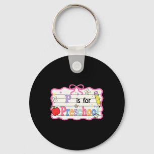 Preppy Coquette Bow P Is For Preschool Back To Sch Key Ring